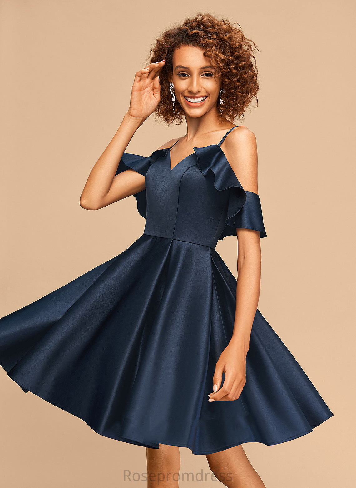 Satin Homecoming Dresses V-neck Dress Homecoming Frederica Short/Mini Cascading A-Line Ruffles With