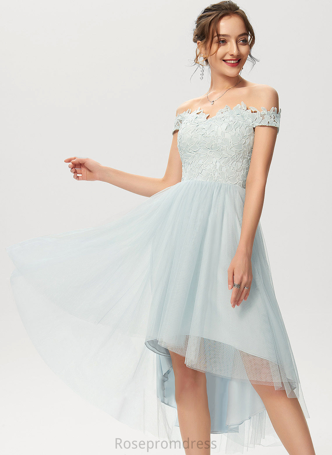 Cocktail Dresses A-Line Dress Off-the-Shoulder Cocktail Tulle Lace Lucy Asymmetrical