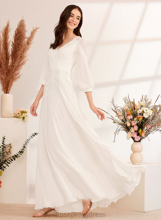 V-neck Wedding Dresses Lizbeth Dress Lace Floor-Length Wedding Chiffon With A-Line