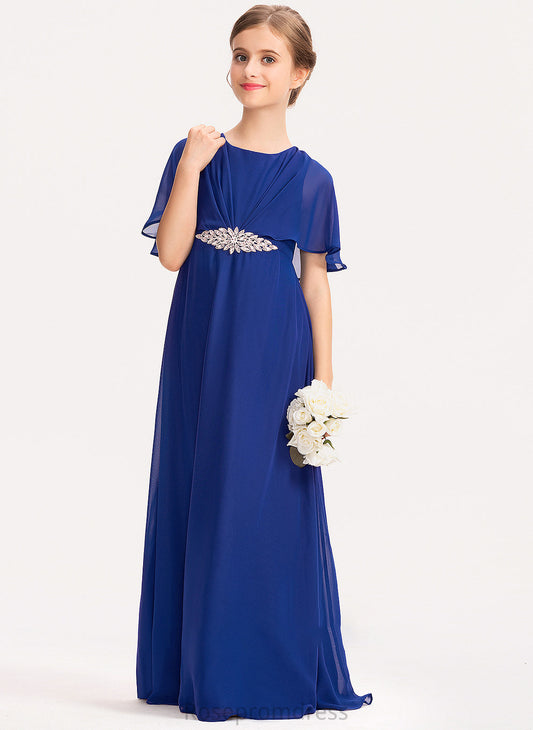 Ruffle Junior Bridesmaid Dresses Chiffon Beading Noemi Floor-Length Scoop With A-Line Neck