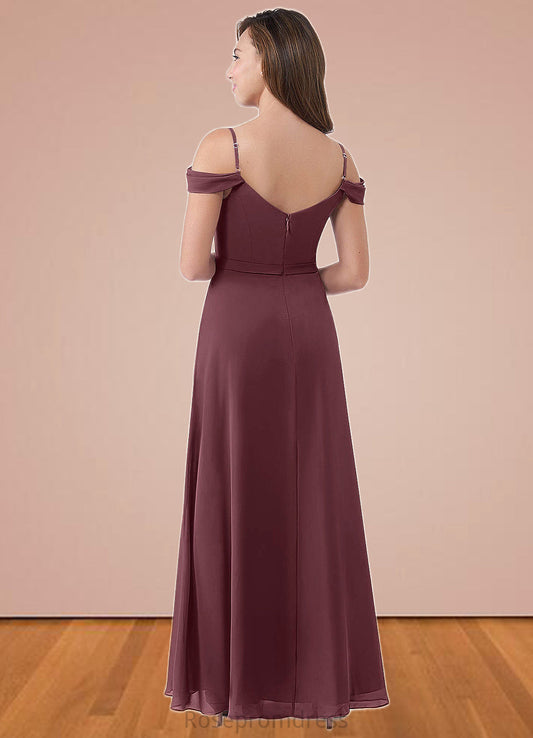 Juliette A-Line Off the Shoulder Chiffon Floor-Length Junior Bridesmaid Dress SRSP0020000