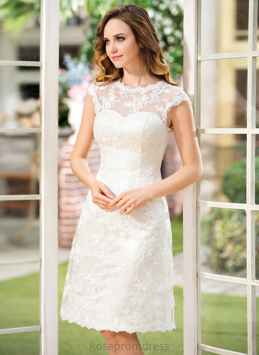 Satin Lace Wedding Dresses Dress Knee-Length Reyna A-Line Wedding