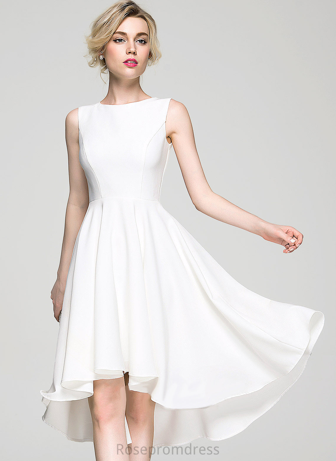 Cocktail Asymmetrical A-Line Crepe Scoop Neck Bailey Stretch Cocktail Dresses Dress