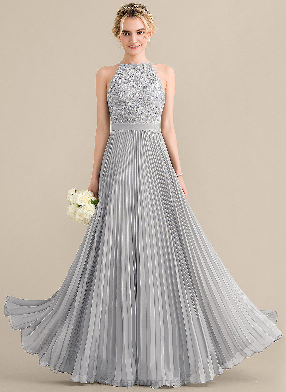 Length Embellishment Fabric Floor-Length A-Line Scoop Neckline Silhouette Pleated Helena Sleeveless Floor Length Bridesmaid Dresses