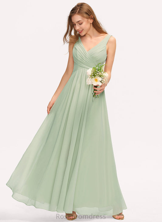 Fabric Floor-Length A-line Length Straps&Sleeves V-Neck Neckline Silhouette Emmalee One Shoulder Floor Length Natural Waist Bridesmaid Dresses