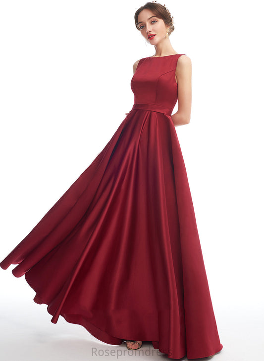 Straps Silhouette A-Line Neckline Length ScoopNeck Satin Floor-Length Fabric Carmen Sleeveless Sheath/Column Bridesmaid Dresses