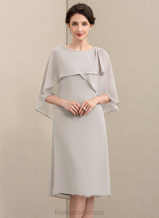 Knee-Length the Mother Chiffon Scoop Dress Bride A-Line Chelsea of Mother of the Bride Dresses Neck