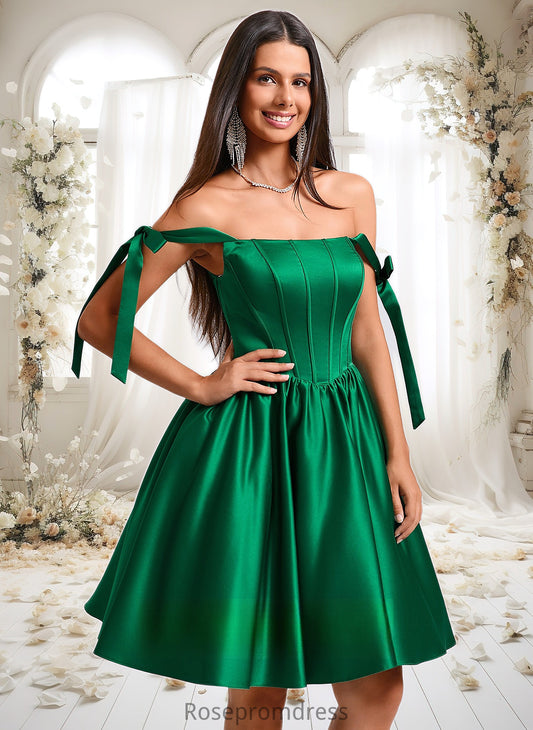 Helen Ball-Gown/Princess Straight Short Satin Homecoming Dress With Bow DSP0025645