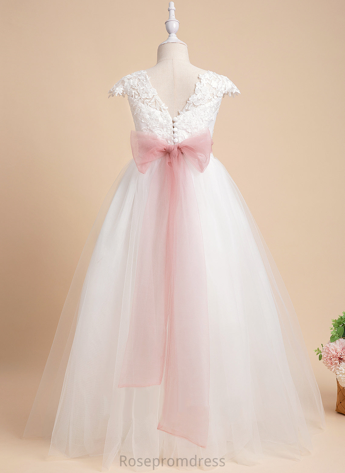 Scoop Lace/Sash Ball-Gown/Princess Sleeveless Girl Flower Neck Floor-length With Lace Dress - Flower Girl Dresses Genesis