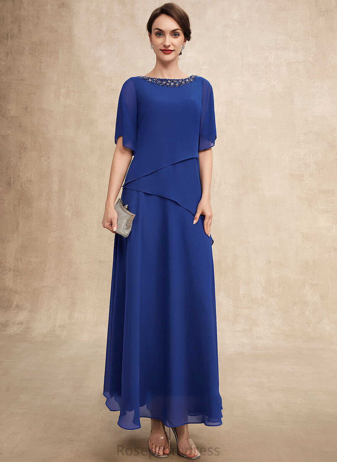 Dress Mother of the Bride Dresses of Neck Ankle-Length Chiffon Beading Scoop Alanna A-Line With Bride Mother the