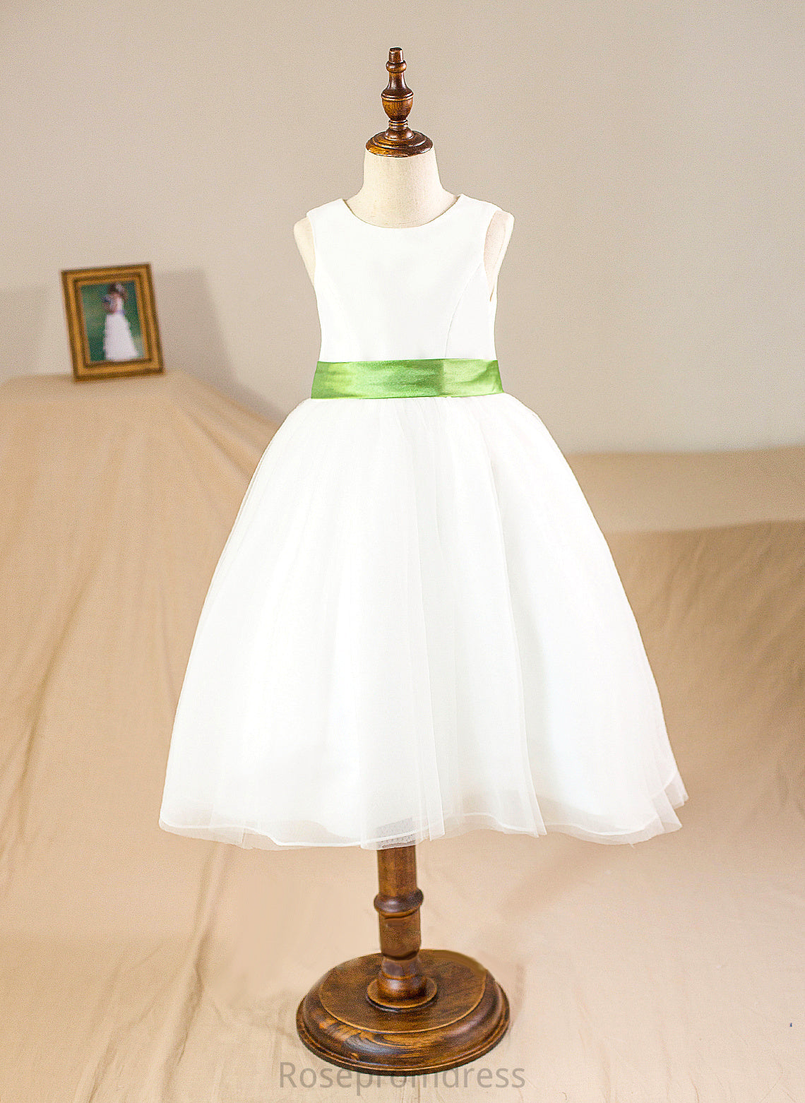 Knee-length Flower Gown Scoop - Dress Joan Tulle Sleeveless Flower Girl Dresses Sash Girl Neck With Ball