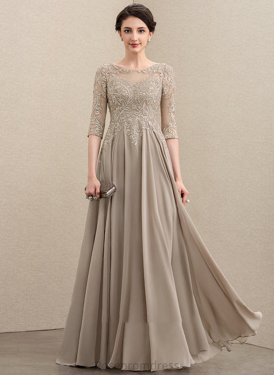 Chiffon Mother of the Bride Dresses Floor-Length Elianna Lace the Neck of Bride A-Line Sequins With Scoop Mother Dress