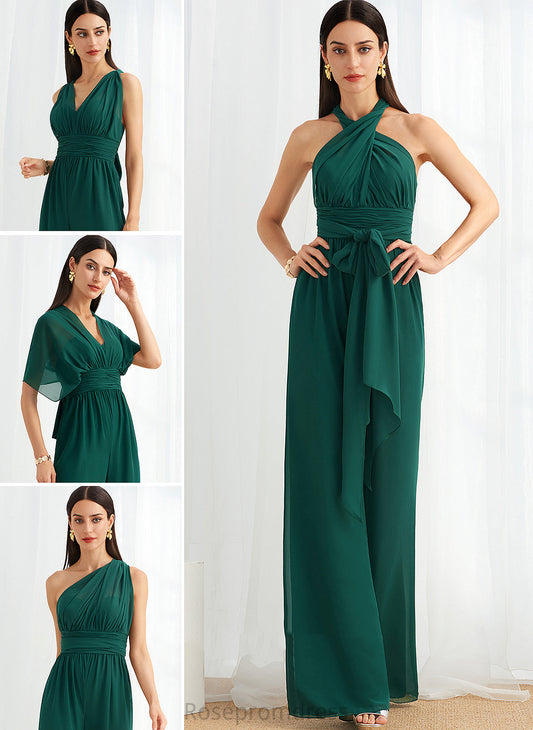 Straps Neckline Length Floor-Length V-neck Ruffle Halter HighNeck Embellishment Fabric One-Shoulder Theresa Bridesmaid Dresses