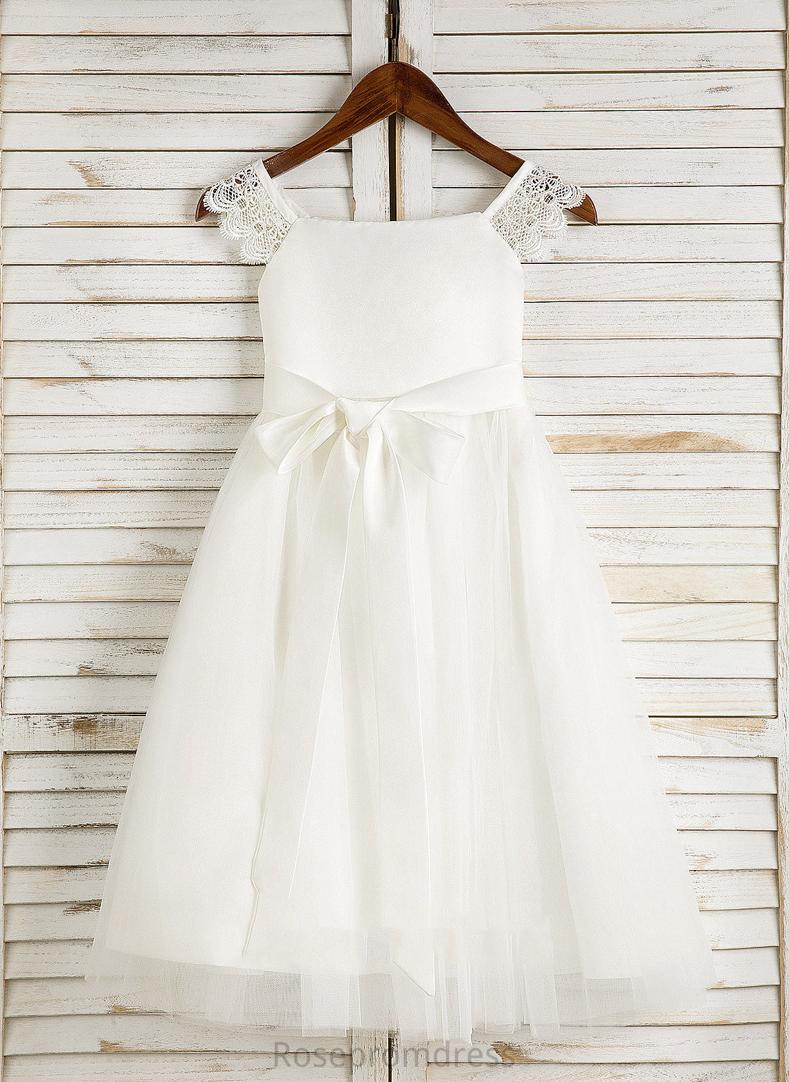 Neckline Flower Lace/Sash Sleeveless Dress Flower Girl Dresses Moriah Girl With - Square Tea-length Satin/Tulle A-Line