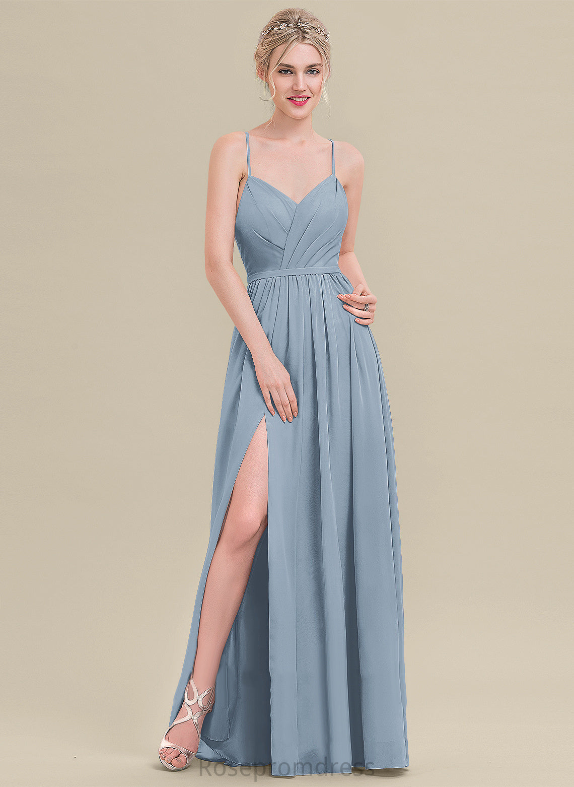 Pleated A-Line Length Floor-Length Neckline Fabric Silhouette V-neck Embellishment Olivia Bridesmaid Dresses