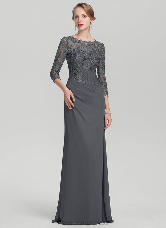 Mother of the Bride Dresses Chiffon Scoop Mother With Olivia Sheath/Column the Ruffle Bride of Lace Neck Dress Floor-Length