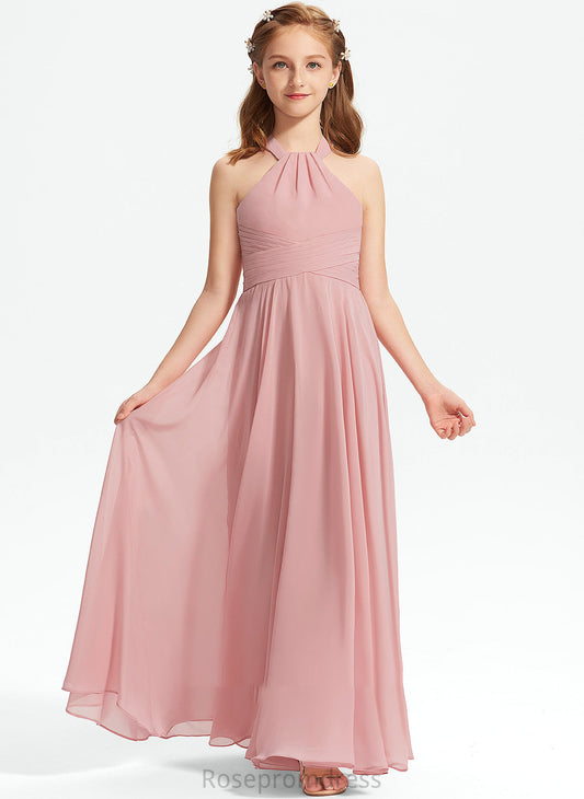 Chiffon Ruffle Square Poll With A-Line Neckline Junior Bridesmaid Dresses Floor-Length