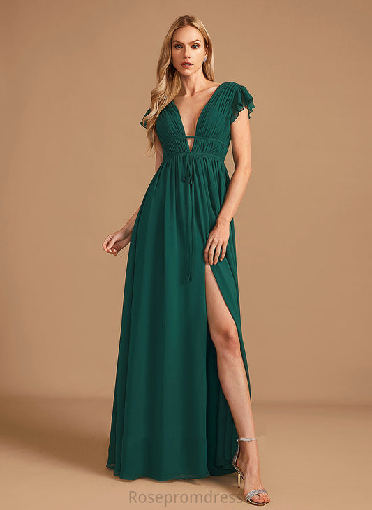 A-Line Neckline Length Silhouette Fabric Floor-Length Embellishment SplitFront V-neck Izabella Sleeveless Natural Waist Bridesmaid Dresses