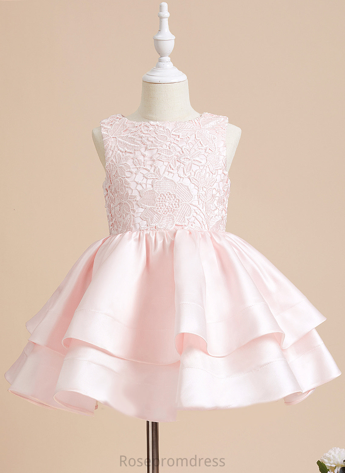 Flower Girl Dresses Robin Girl Sleeveless Dress Short/Mini A-Line Flower Scoop Satin/Lace - Neck