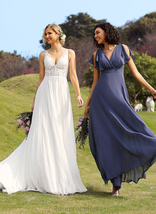 Wedding Dresses Beading Dress V-neck Chiffon Shyla Train Court Sequins Lace With A-Line Wedding