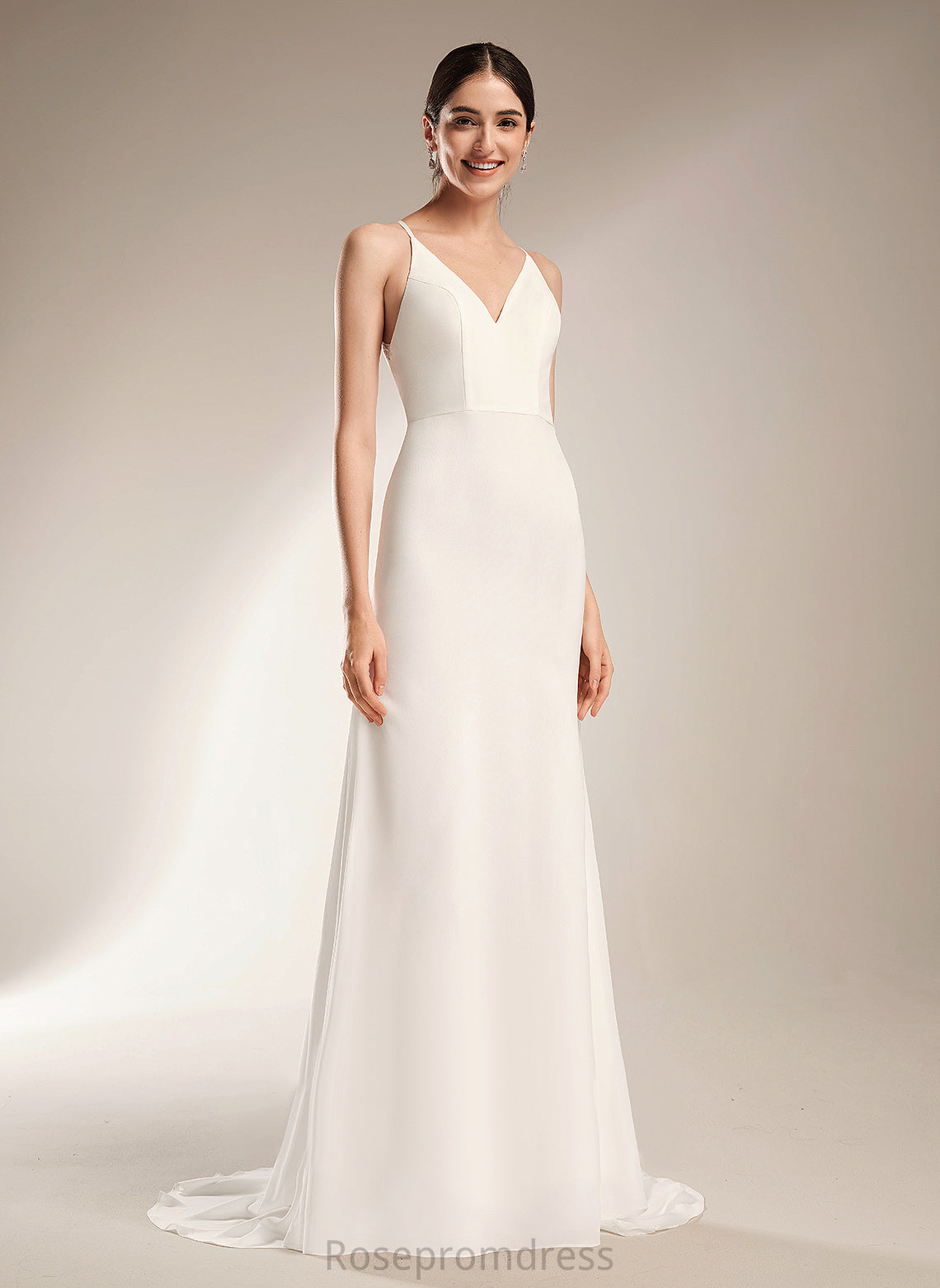 Chiffon Jan Lace V-neck Dress Wedding Dresses Wedding Court Train With Sheath/Column