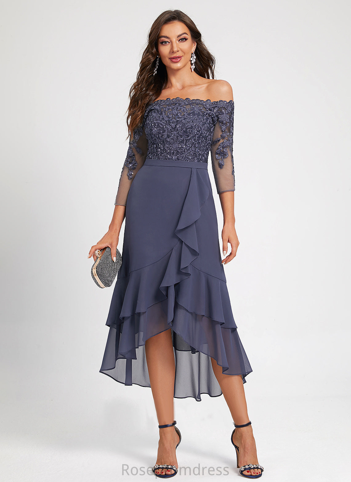 Cocktail With Chiffon Shaniya Off-the-Shoulder Sequins Trumpet/Mermaid Asymmetrical Cocktail Dresses Dress