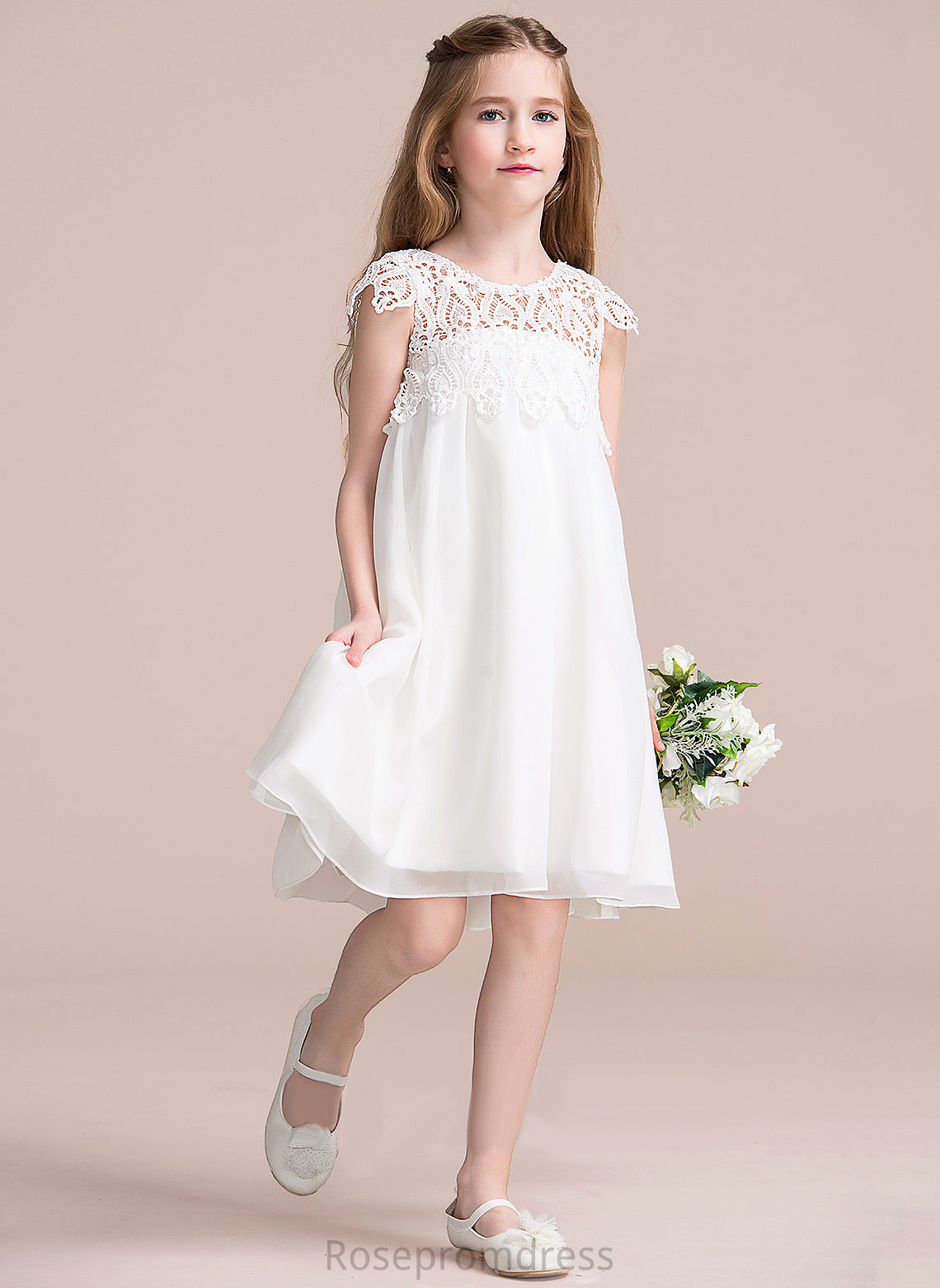 Neck Knee-length Flower Sleeveless Empire Dress Chiffon/Lace Scoop Girl Flower Girl Dresses Jess -