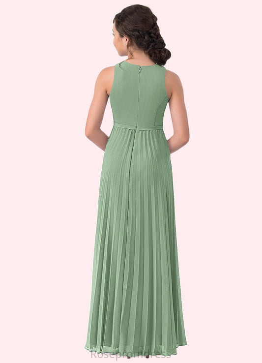 Isabella A-Line Pleated Chiffon Floor-Length Junior Bridesmaid Dress SRSP0019982