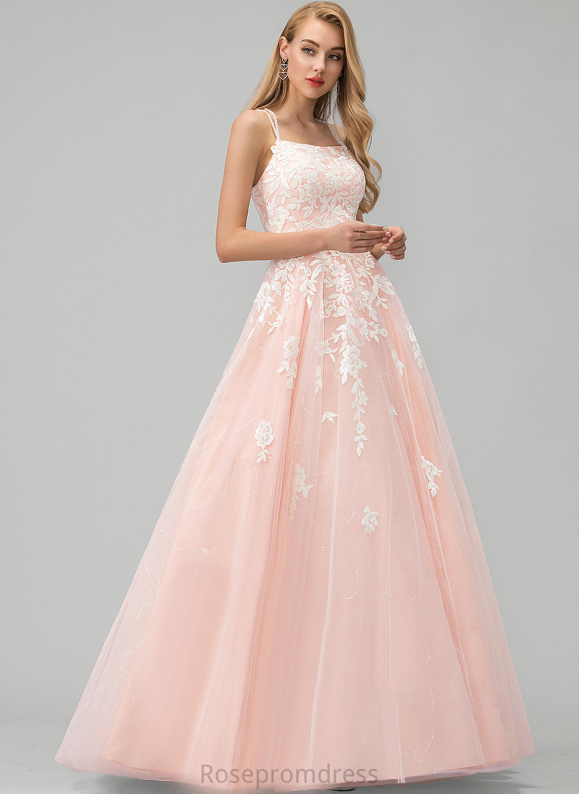 Ball-Gown/Princess With Prom Dresses Sequins Square Floor-Length Tulle Marissa