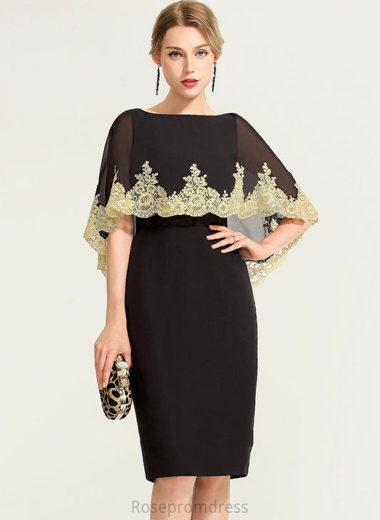 Lace Dress Sheath/Column Neck Scoop Cocktail Cocktail Dresses Knee-Length With Clara Chiffon