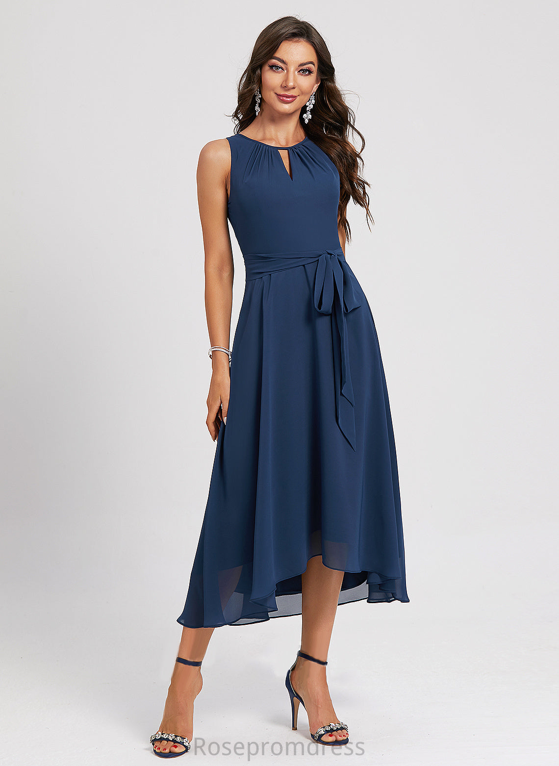 A-Line Neck Asymmetrical Sash With Cocktail Dresses Cocktail Katharine Dress Chiffon Scoop