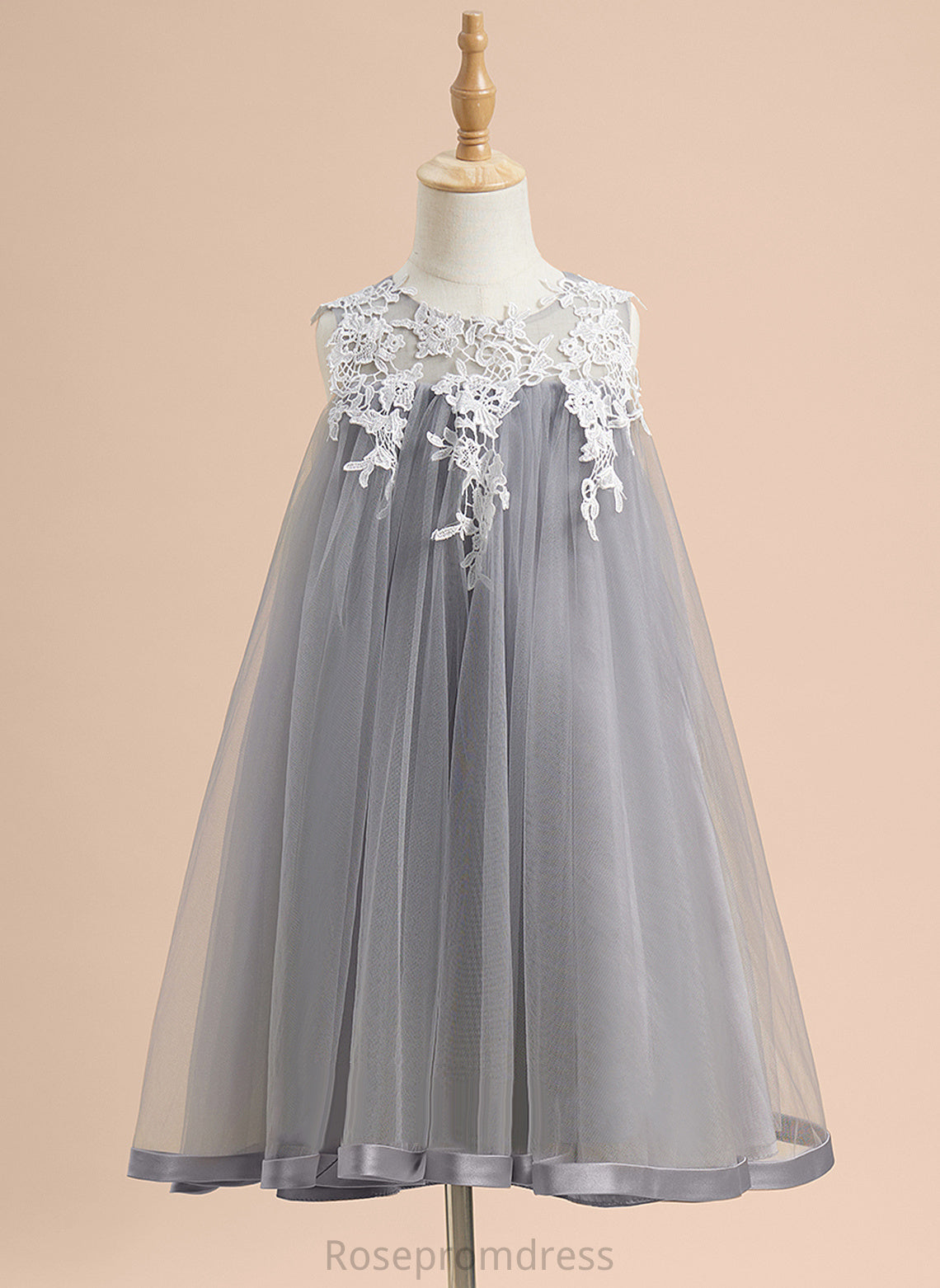 Angelique Neck Flower Flower Girl Dresses Scoop Sleeveless Tulle - Dress Lace Girl Knee-length With A-Line