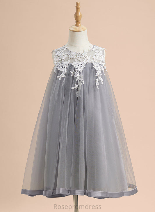 Angelique Neck Flower Flower Girl Dresses Scoop Sleeveless Tulle - Dress Lace Girl Knee-length With A-Line