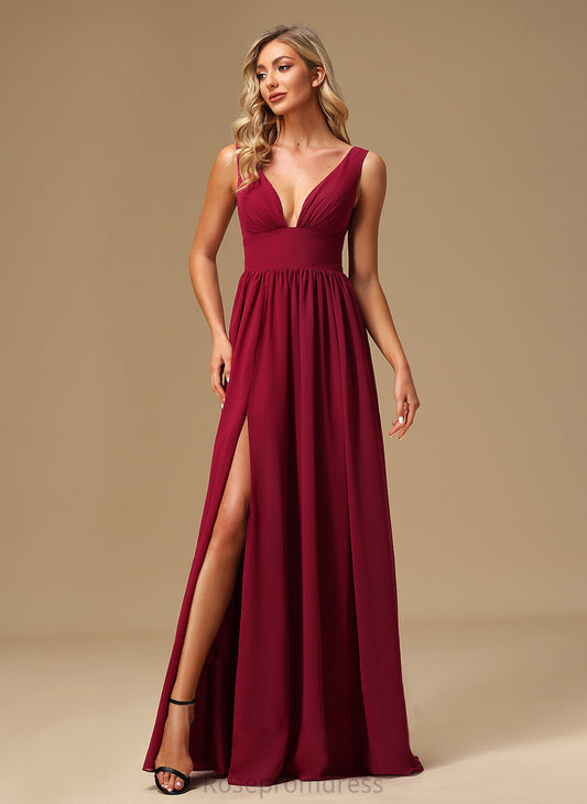 A-line Fabric Silhouette Straps&Sleeves Floor-Length Neckline V-Neck Length Eleanor A-Line/Princess Floor Length Sleeveless Bridesmaid Dresses