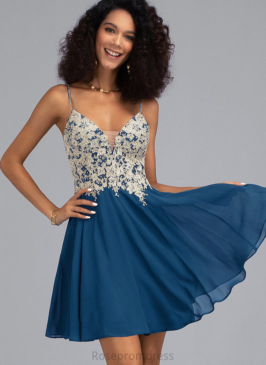 With Chiffon Short/Mini Lace Beading Dress Homecoming Dresses V-neck Homecoming Frida A-Line