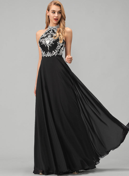 A-Line Floor-Length Scoop Prom Dresses Miriam Chiffon