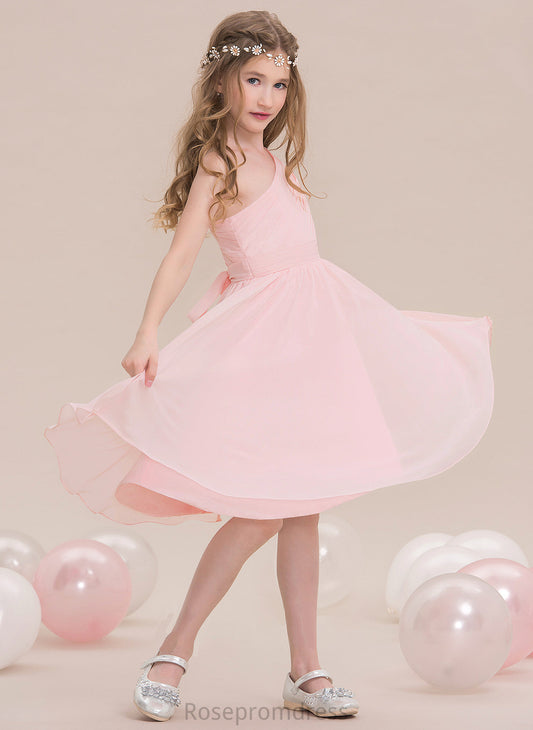 Junior Bridesmaid Dresses Knee-Length Amari With Ruffle One-Shoulder A-Line Chiffon