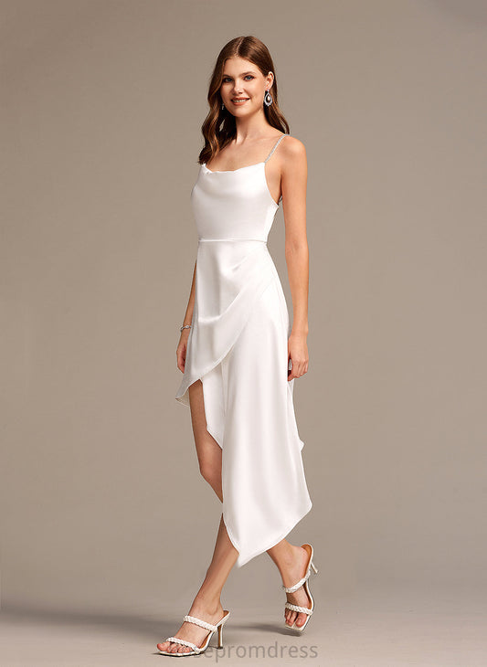 Cowl A-line Asymmetrical Essence Satin Sleeveless Ruffle Dresses Club Dresses Neck Sexy