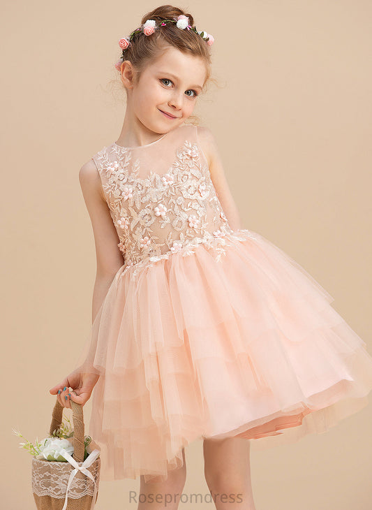 Neck Lace/Beading Flower Girl Dresses Knee-length Flower Rebecca Scoop Sleeveless With Girl Ball-Gown/Princess - Dress Tulle/Lace