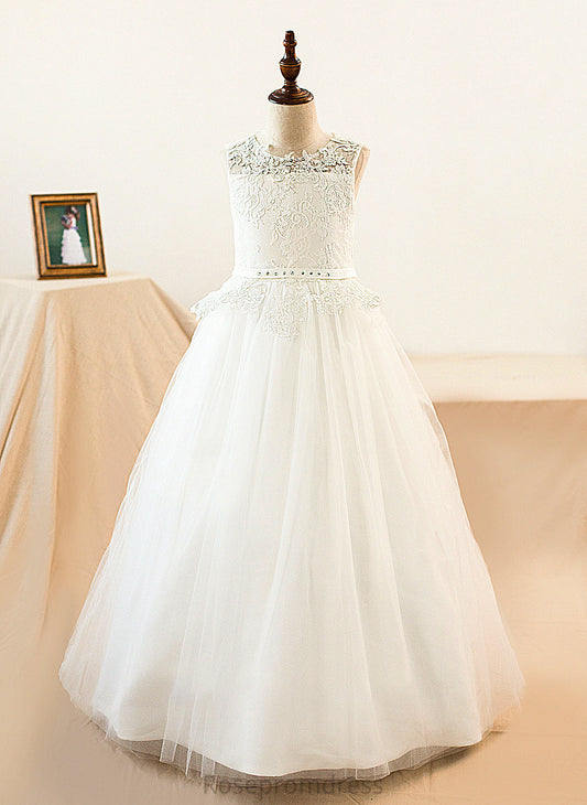 Ball-Gown/PrincessScoopNeckFloor-LengthTulleJuniorBridesmaidDressWithSashBeading#136423 Junior Bridesmaid Dresses Britney