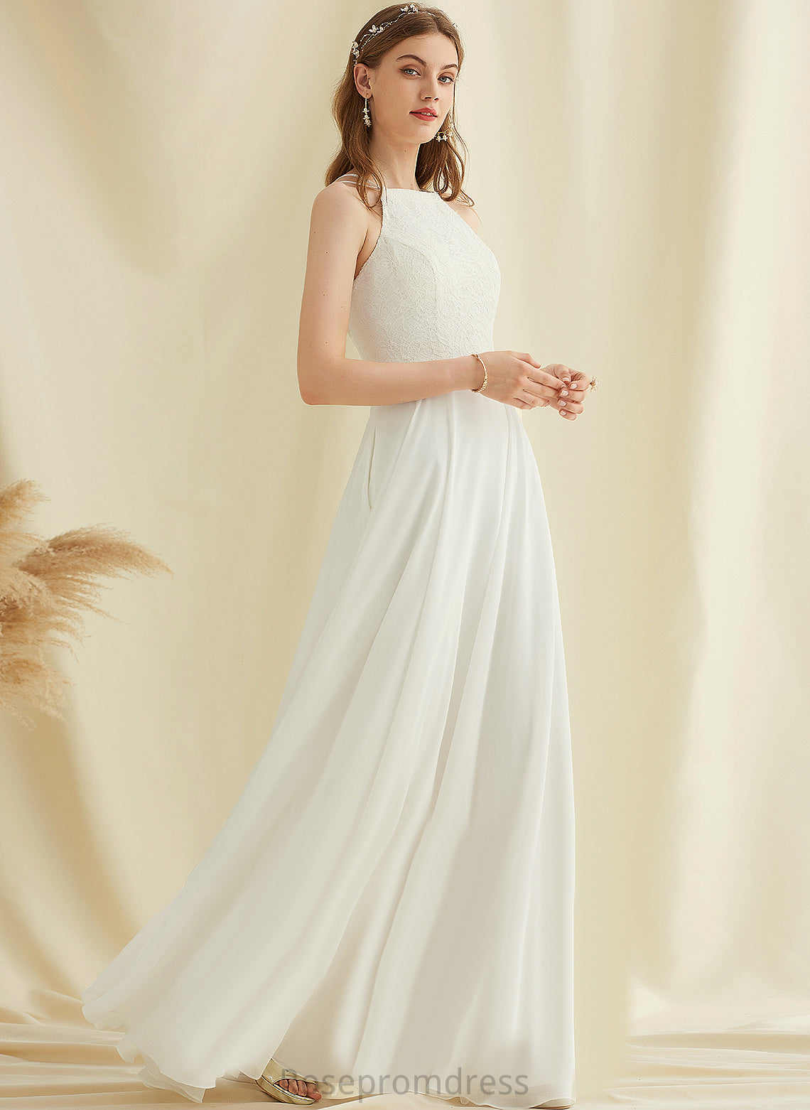 Dress Wedding Miley A-Line Wedding Dresses Chiffon Floor-Length Lace