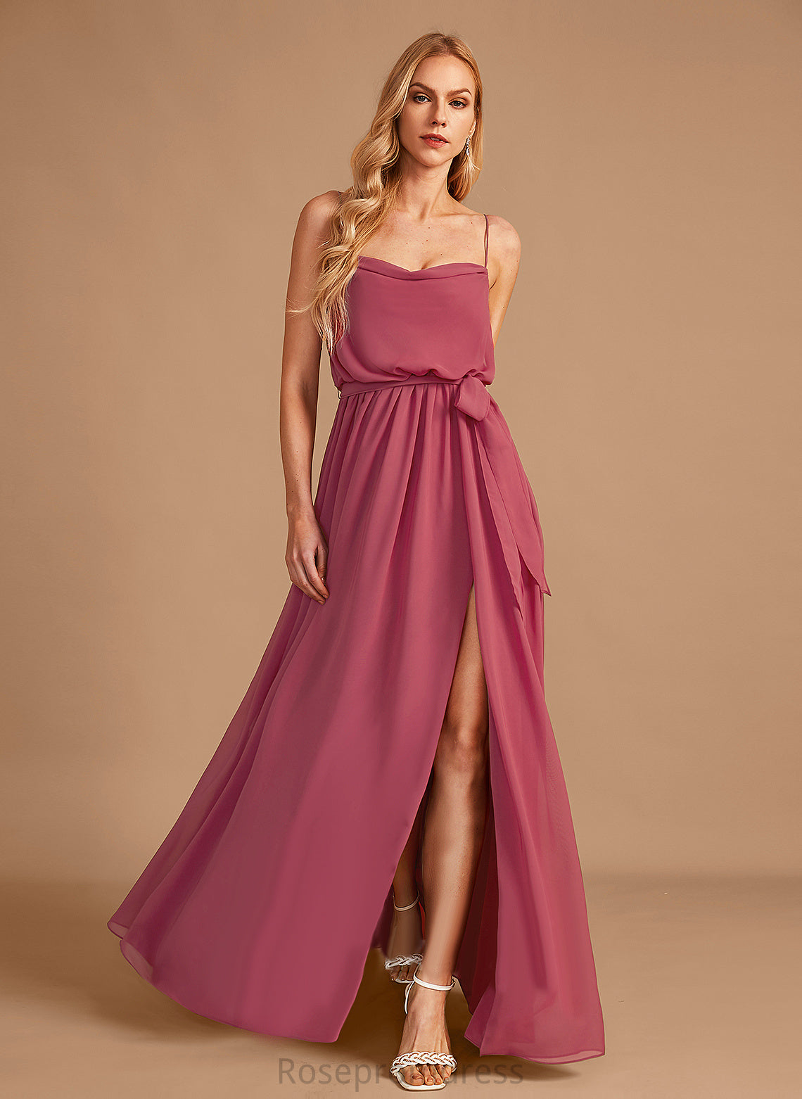 Cowl Fabric Silhouette Neckline Floor-Length A-line Length Straps&Sleeves Elisabeth Bridesmaid Dresses