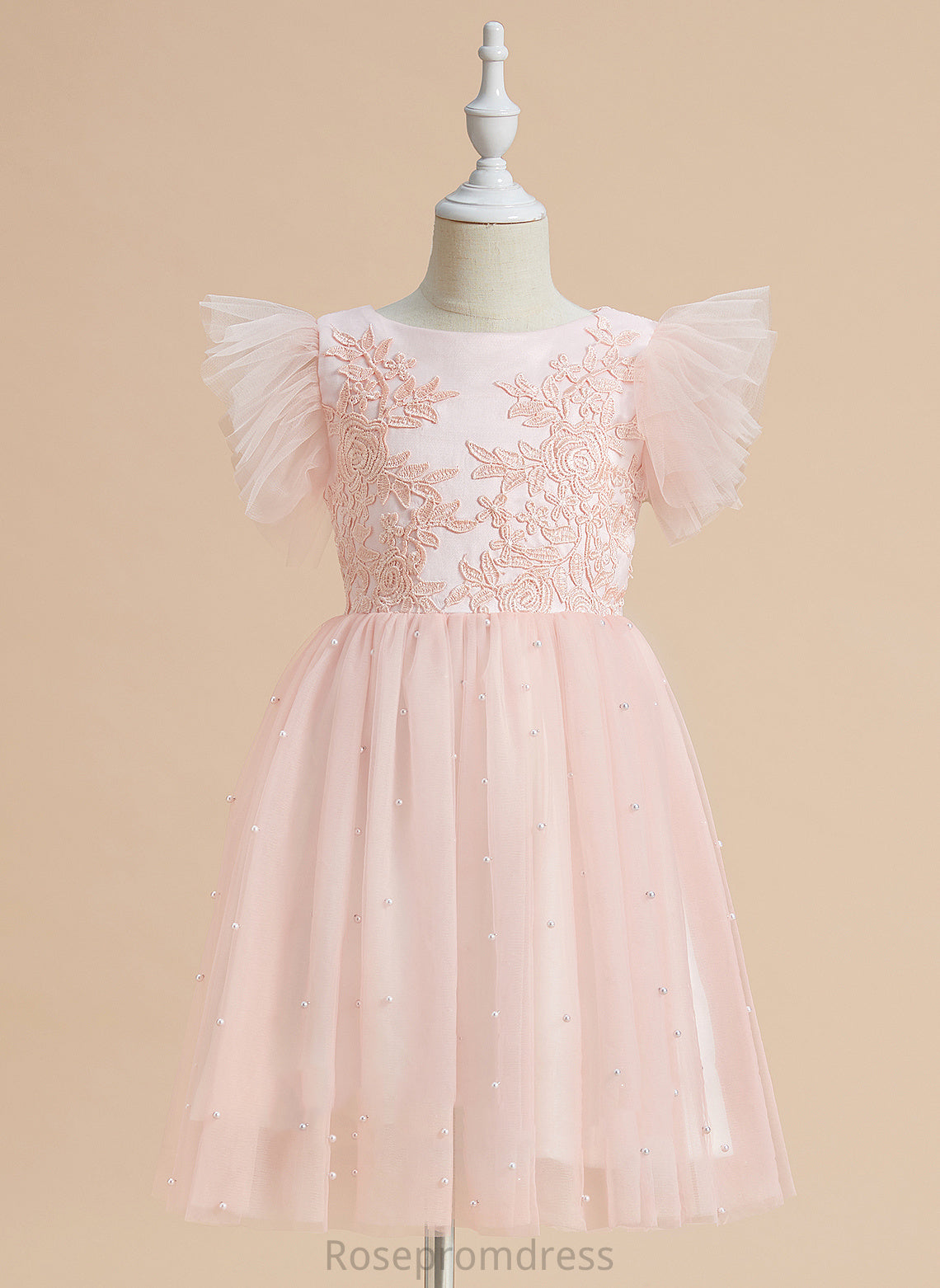 With Scoop Girl Sleeveless - Flower Girl Dresses Satin/Tulle Lace Dress Flower A-Line Knee-length London Neck