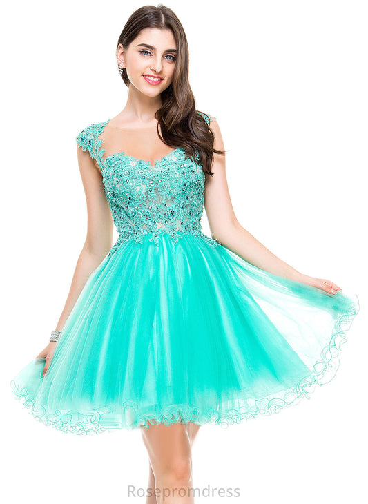 Sequins Beading Dress With Tulle Lace Appliques Short/Mini Homecoming Dresses Melany Sweetheart Homecoming A-Line