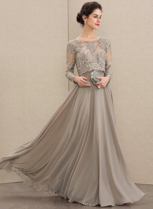 Bride With Lace the Dress of Tamia Sequins Mother of the Bride Dresses Mother A-Line Chiffon Floor-Length Scoop Neck