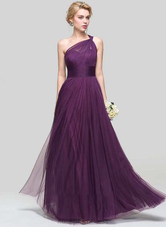 One-Shoulder Tulle A-Line Ruffle Kinsley With Floor-Length Prom Dresses