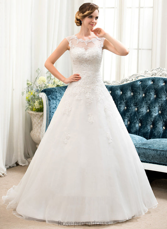 Ball-Gown/Princess Wedding Dress Train Wedding Dresses Organza With Beading Tulle Sequins Illusion Sweep Lace Meghan