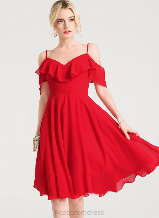 Cascading Natasha A-Line Chiffon Knee-Length Dress Cocktail Dresses V-neck Cocktail With Ruffles