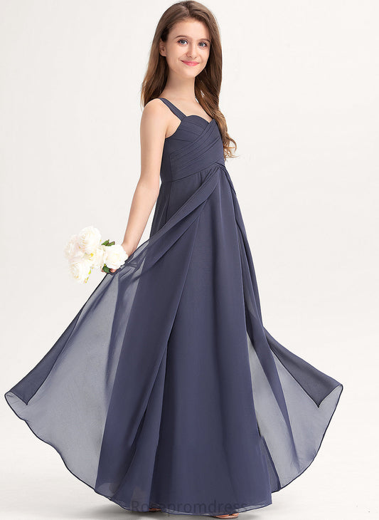 Junior Bridesmaid Dresses With Chiffon A-Line Charlee Ruffle Floor-Length Sweetheart