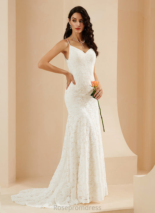 Kyla V-neck Lace Court Trumpet/Mermaid Dress Wedding Wedding Dresses Train